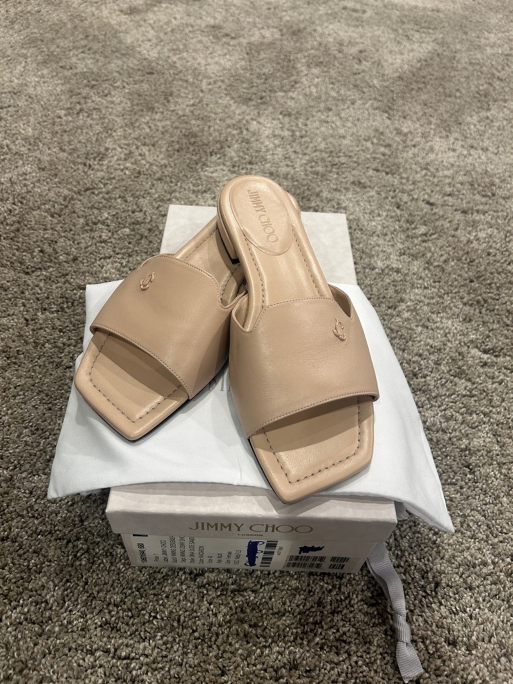 Jimmy Choo Dina Macaron Square-Toe Slides Size 40
